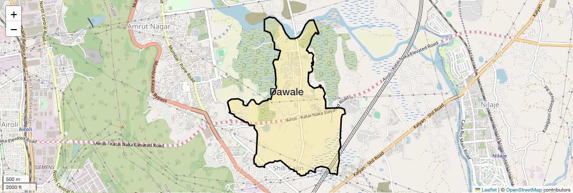 Location Map of Dawale, Thane