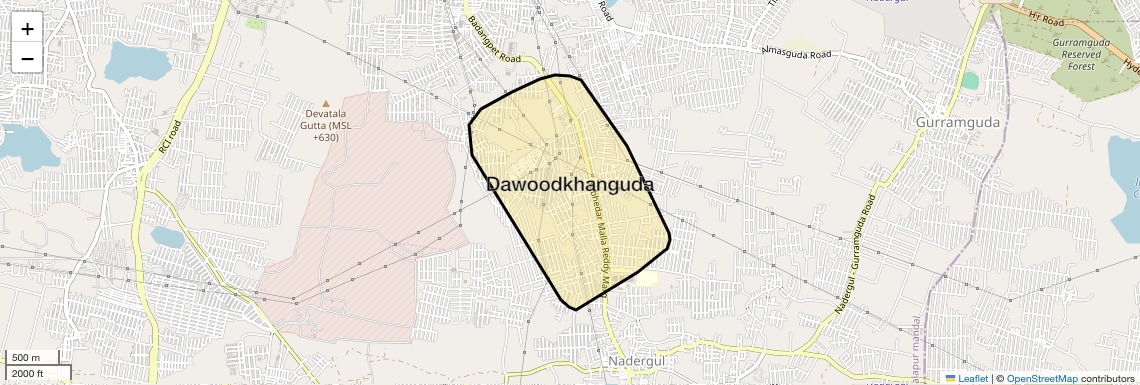 Location Map of Dawoodkhanguda, Hyderabad