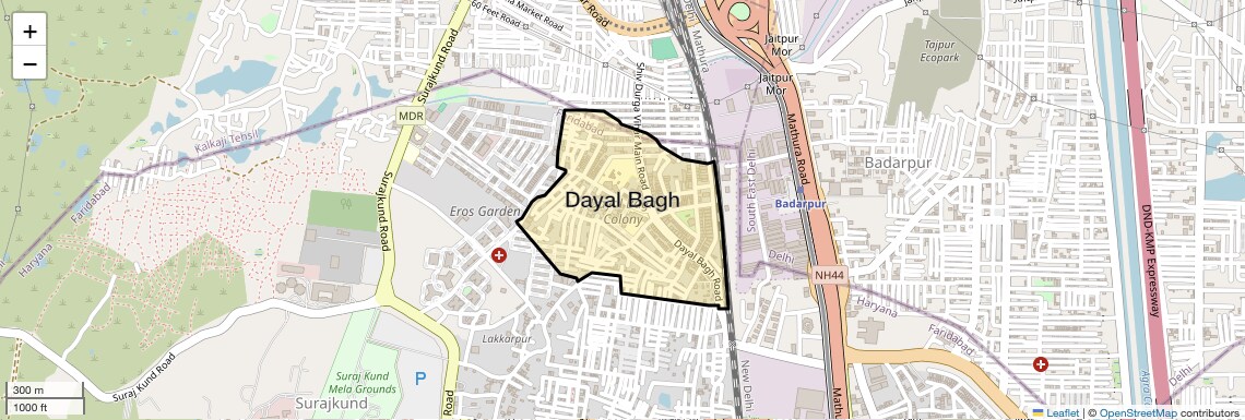 Location Map of Dayal Bagh, Faridabad