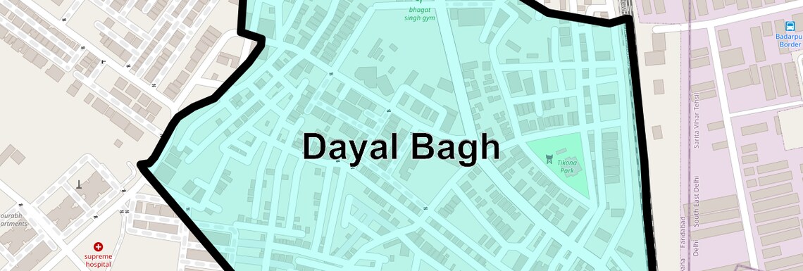 Location Map of Dayal Bagh, Faridabad