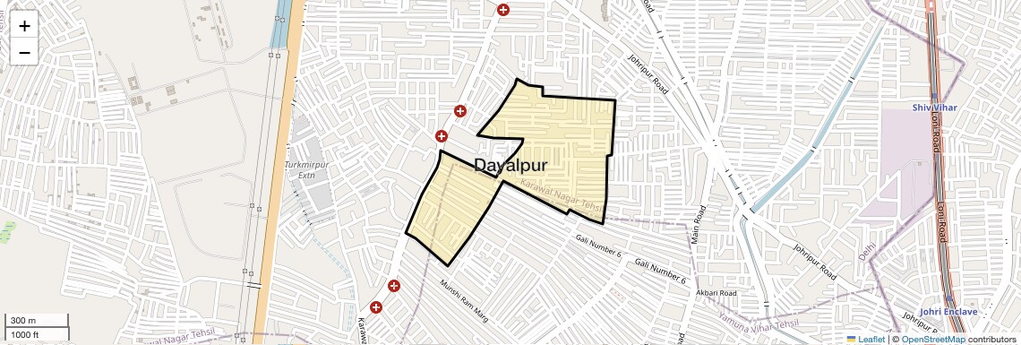 Location Map of Dayalpur, Delhi