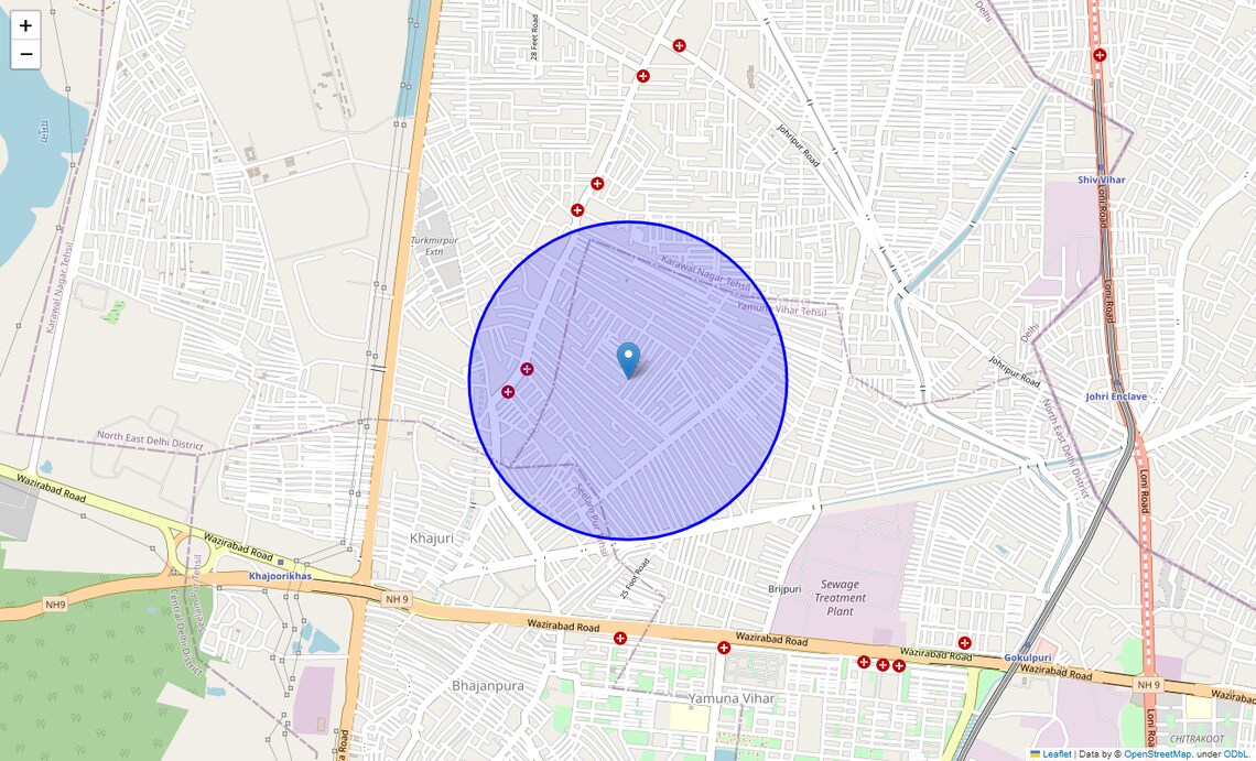 Location Map of Dayalpur, Delhi