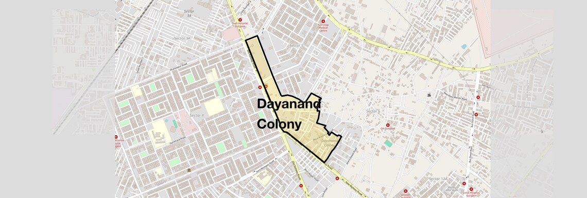 Location Map of Dayanand Colony, Gurgaon