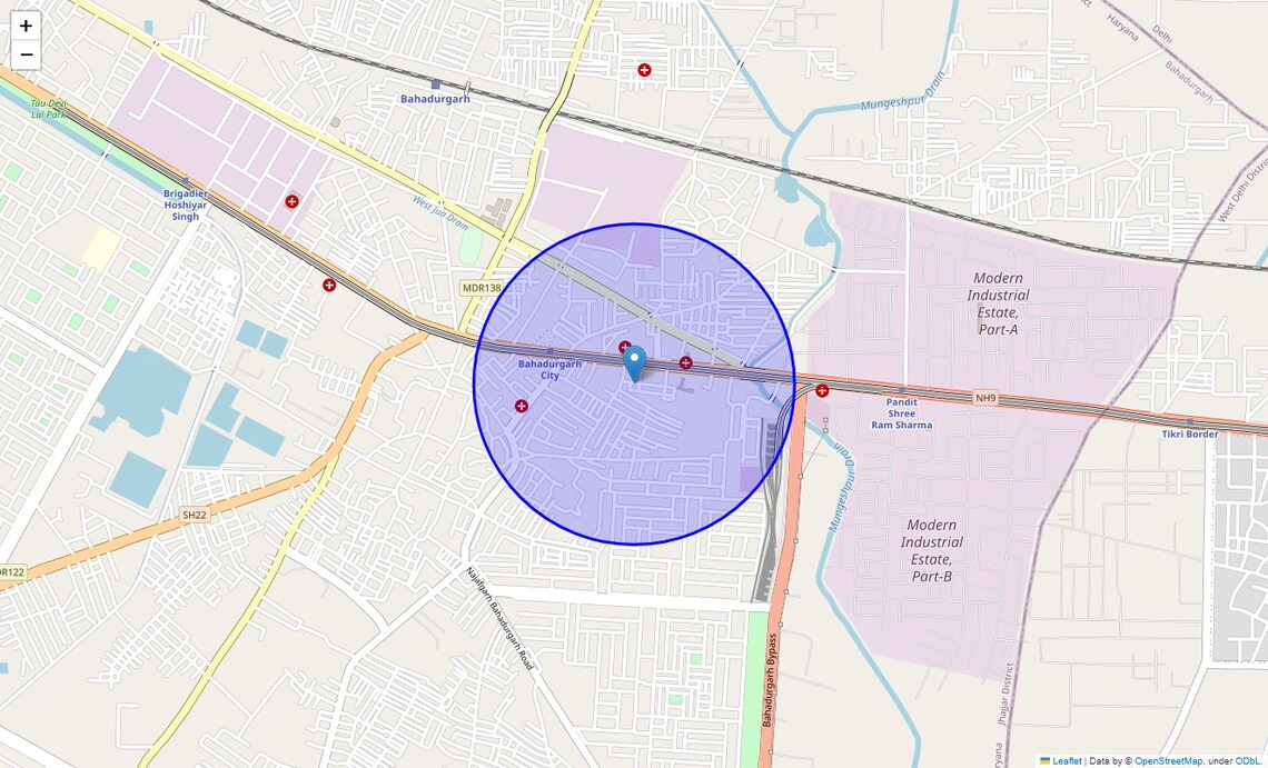 Location Map of Dayanand Nagar, Bahadurgarh