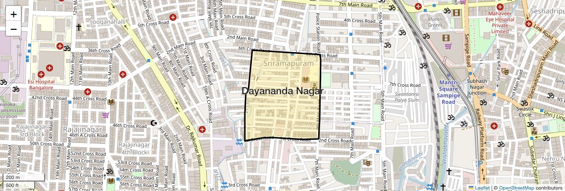 Location Map of Dayananda Nagar, Bangalore
