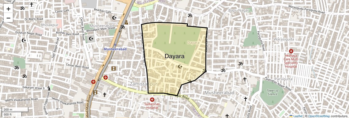 Location Map of Dayara, Hyderabad