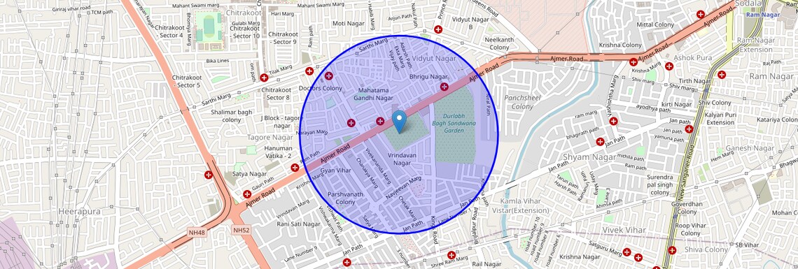 Location Map of Dcm, Jaipur