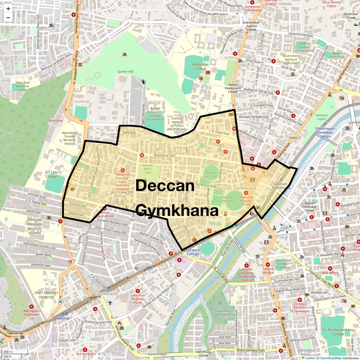 Location Map of Deccan Gymkhana, Pune