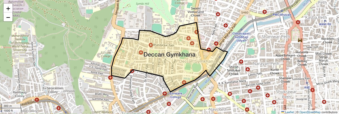 Location Map of Deccan Gymkhana, Pune