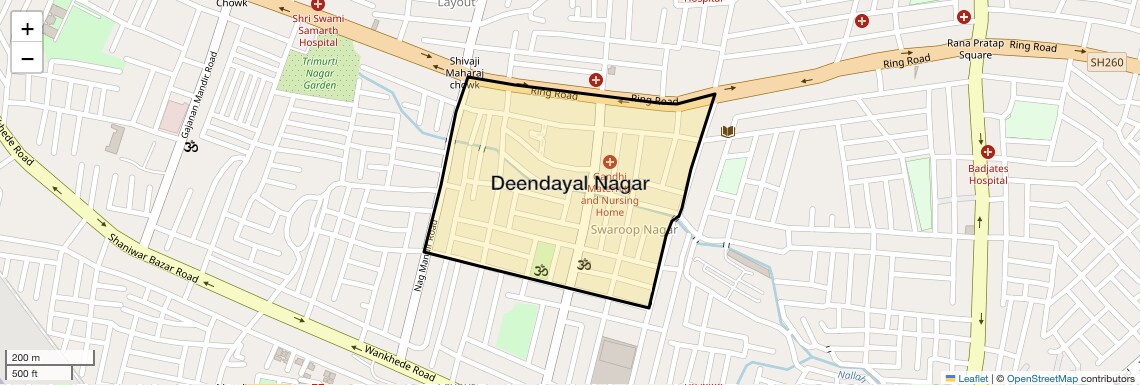 Location Map of Deendayal Nagar, Nagpur