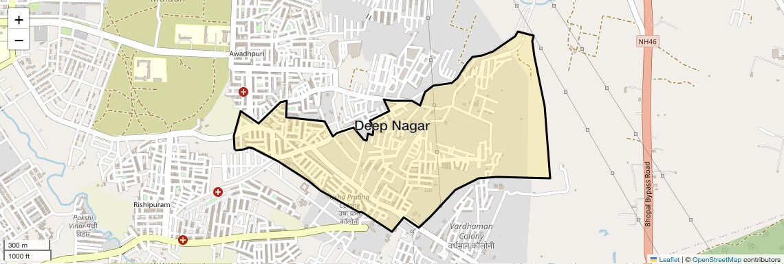 Location Map of Deep Nagar, Bhopal