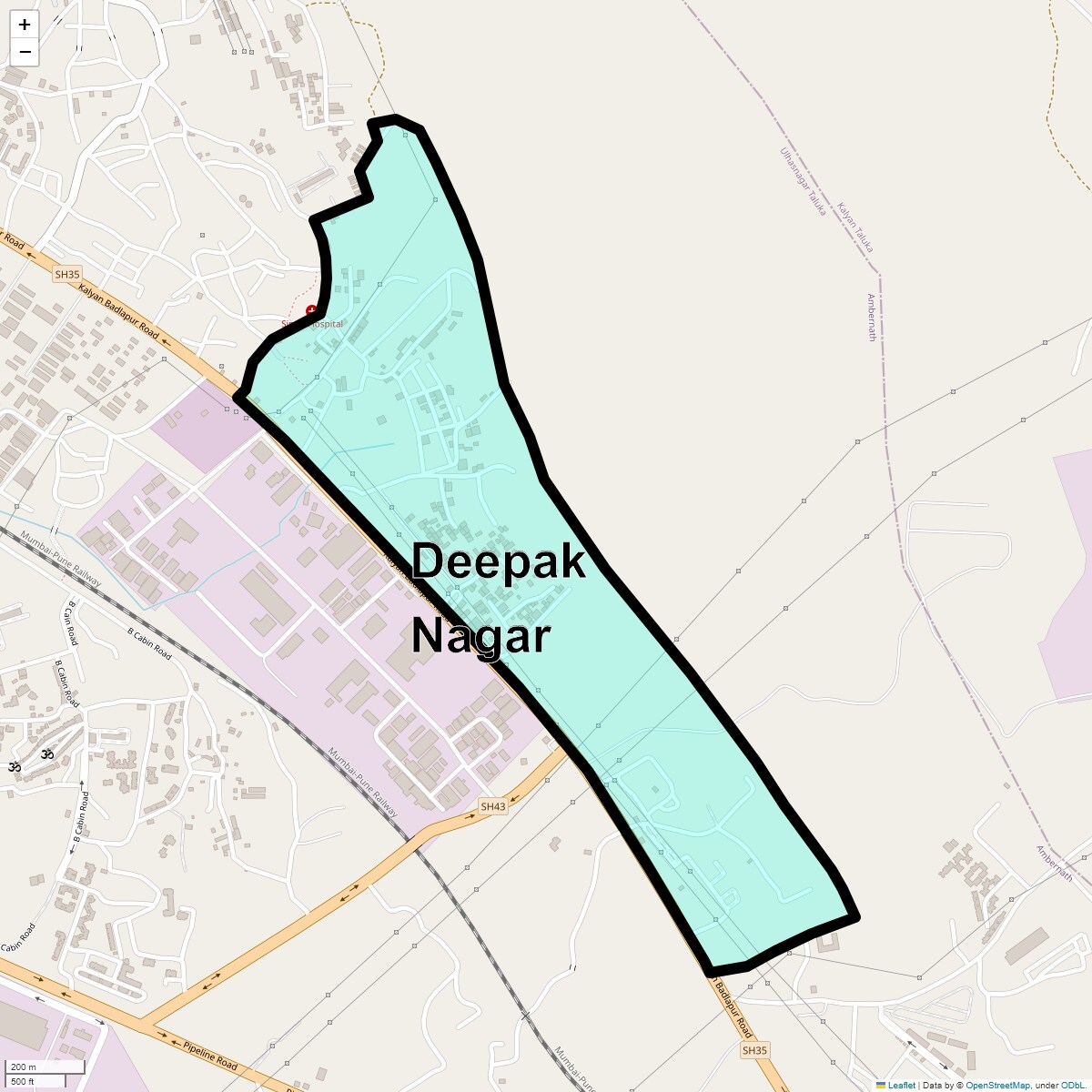 Location Map of Deepak Nagar, Thane