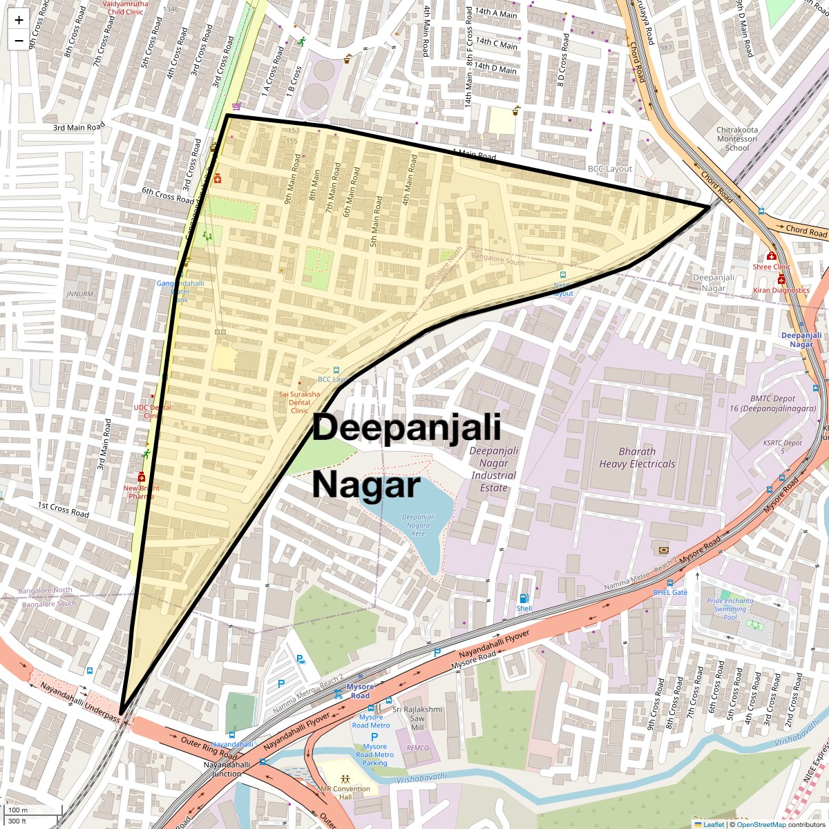 Location Map of Deepanjali Nagar, Bangalore