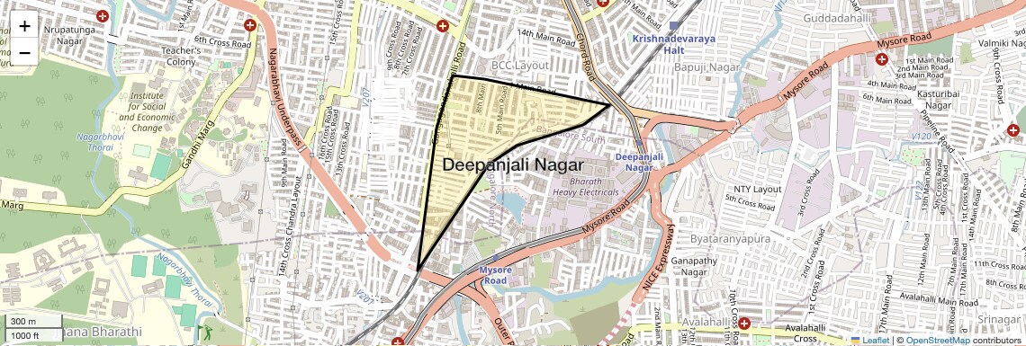 Location Map of Deepanjali Nagar, Bangalore