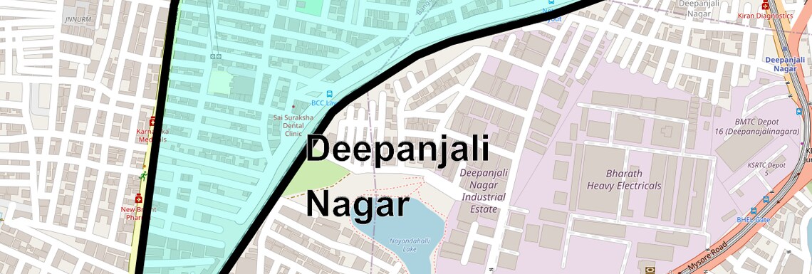 Location Map of Deepanjali Nagar, Bangalore