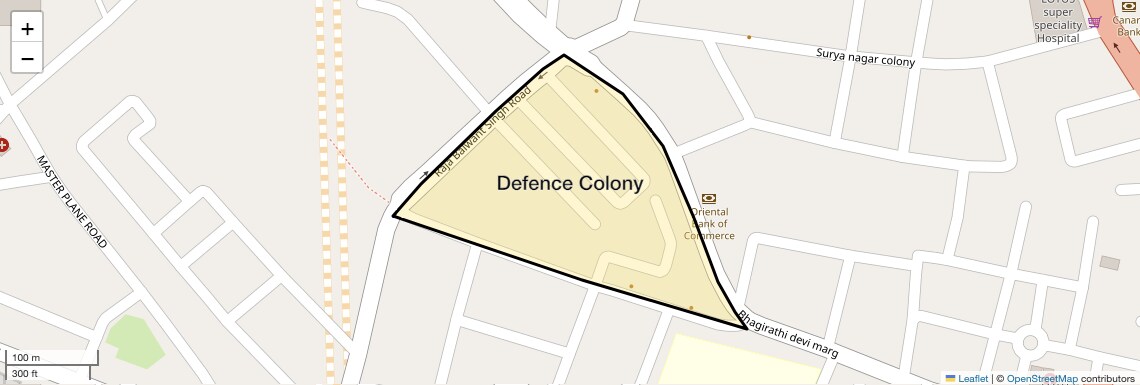Location Map of Defence Colony, Agra