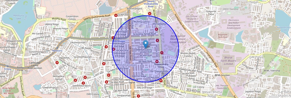 Location Map of Defence Colony, Bangalore