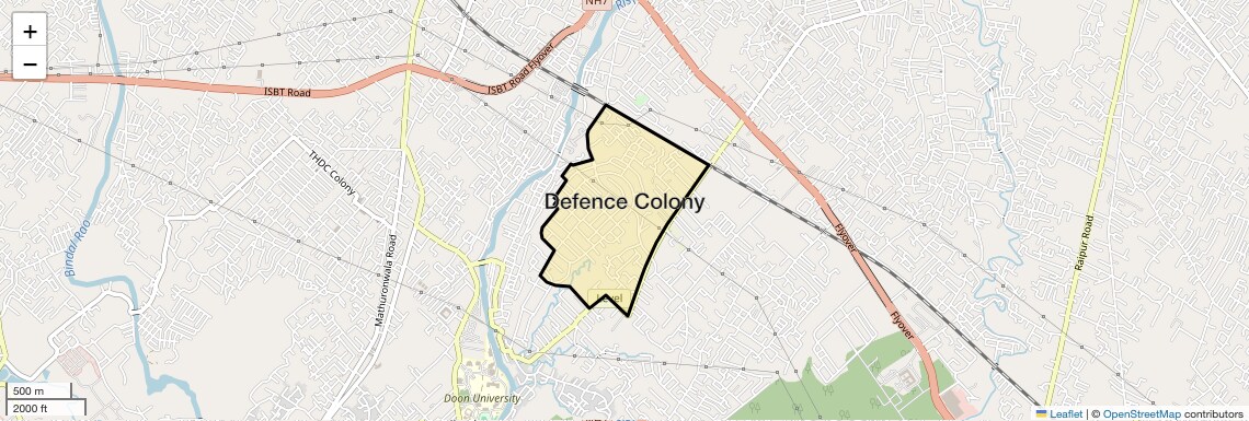 Location Map of Defence Colony, Dehradun