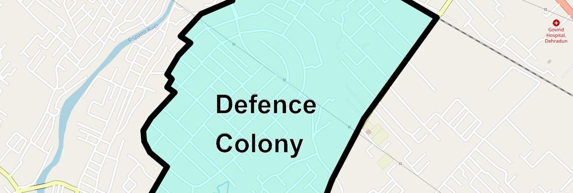 Location Map of Defence Colony, Dehradun