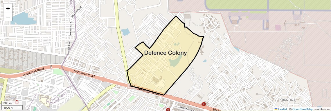 Location Map of Defence Colony, Ghaziabad