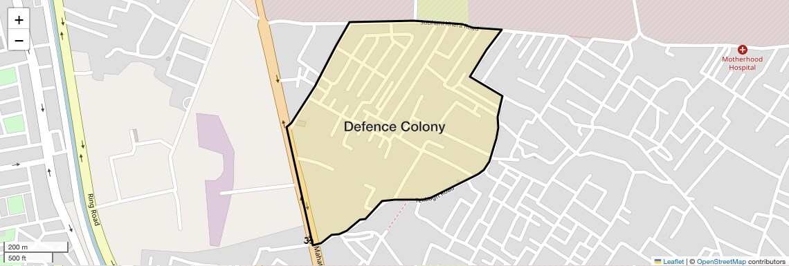 Location Map of Defence Colony, Lucknow