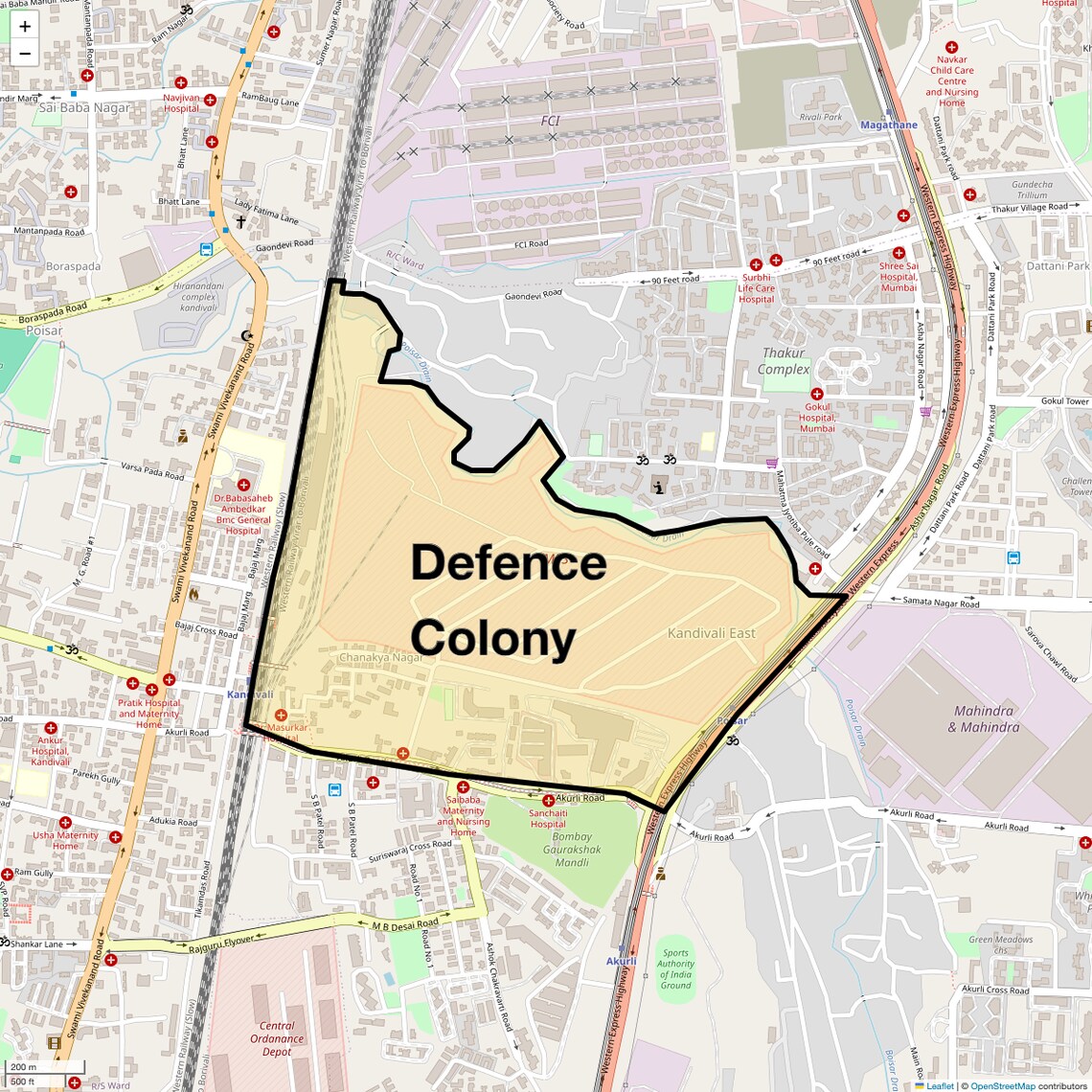 Location Map of Defence Colony, Mumbai