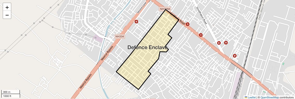 Location Map of Defence Enclave, Meerut