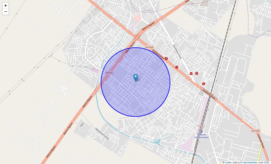 Location Map of Defence Enclave, Meerut