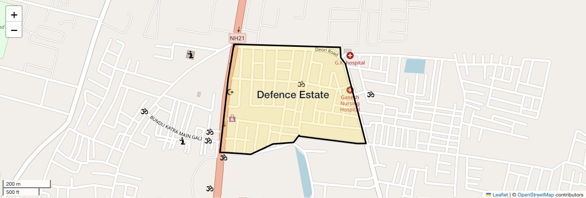 Location Map of Defence Estate, Agra