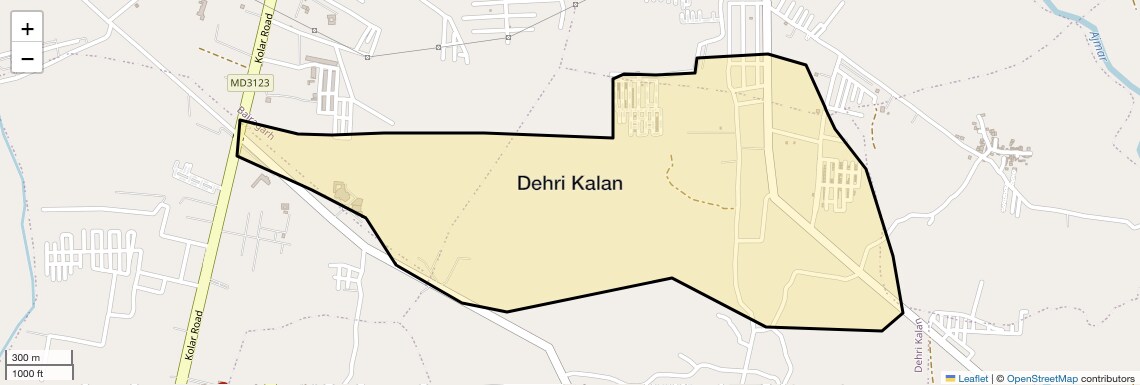 Location Map of Dehri Kalan, Bhopal