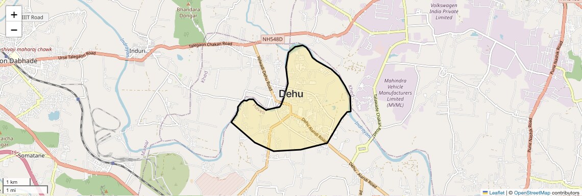 Location Map of Dehu, Pune