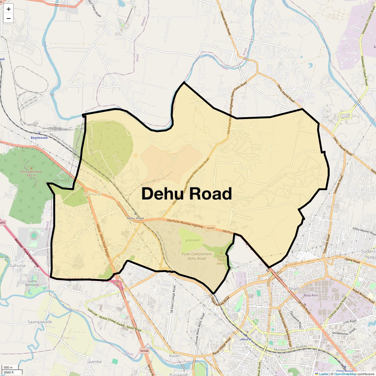 Location Map of Dehu Road, Pune