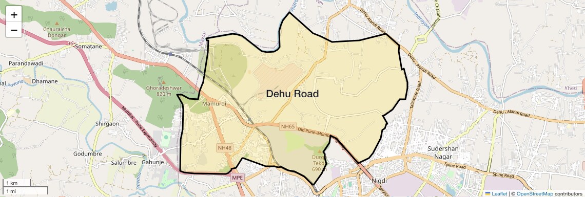 Location Map of Dehu Road, Pune
