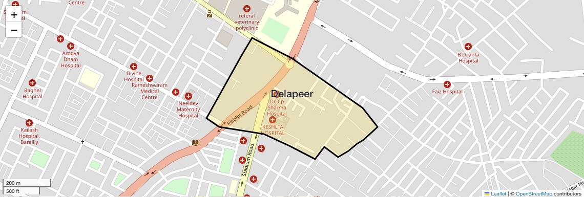 Location Map of Delapeer, Bareilly