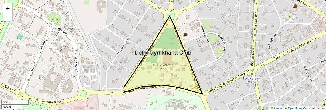 Location Map of Delhi Gymkhana Club, Delhi