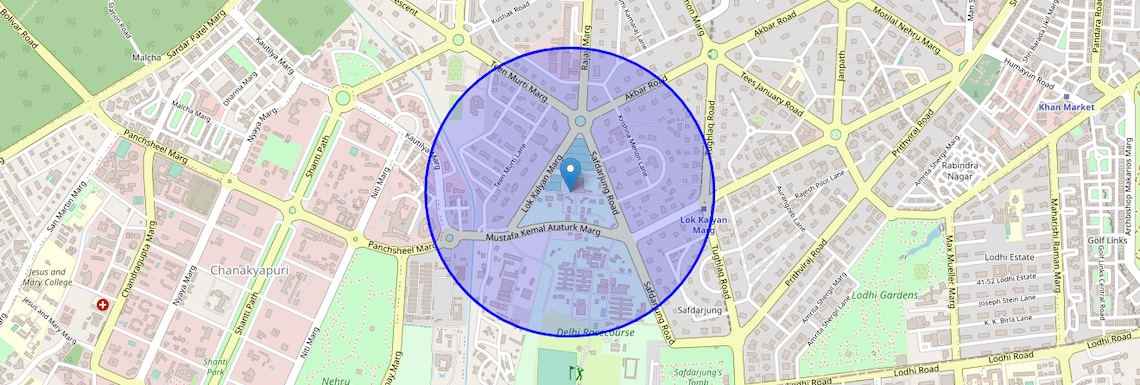 Location Map of Delhi Gymkhana Club, Delhi