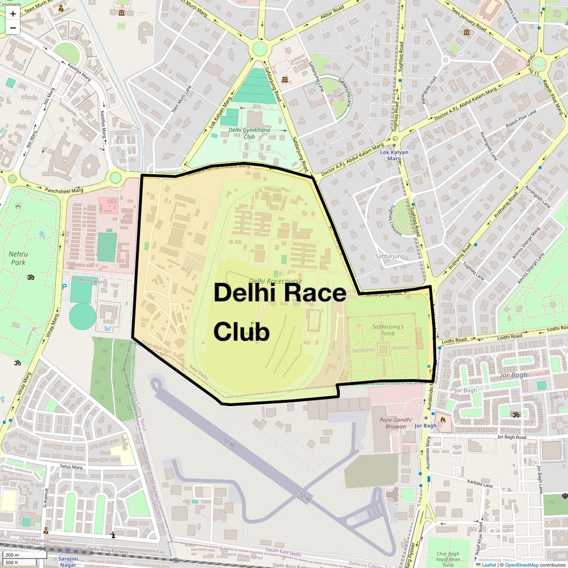 Location Map of Delhi Race Club, Delhi