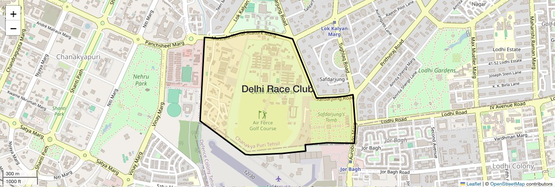 Location Map of Delhi Race Club, Delhi