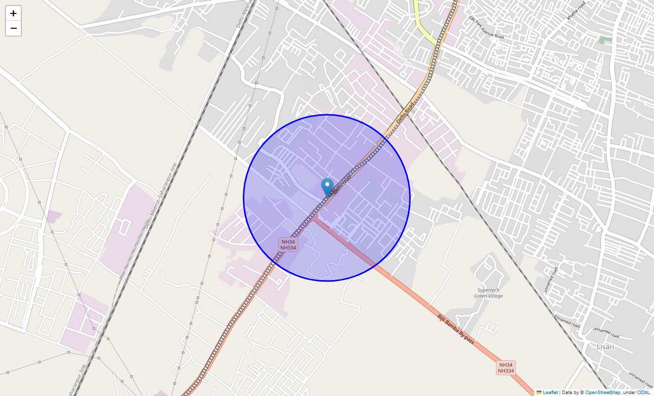 Location Map of Delhi Road, Meerut