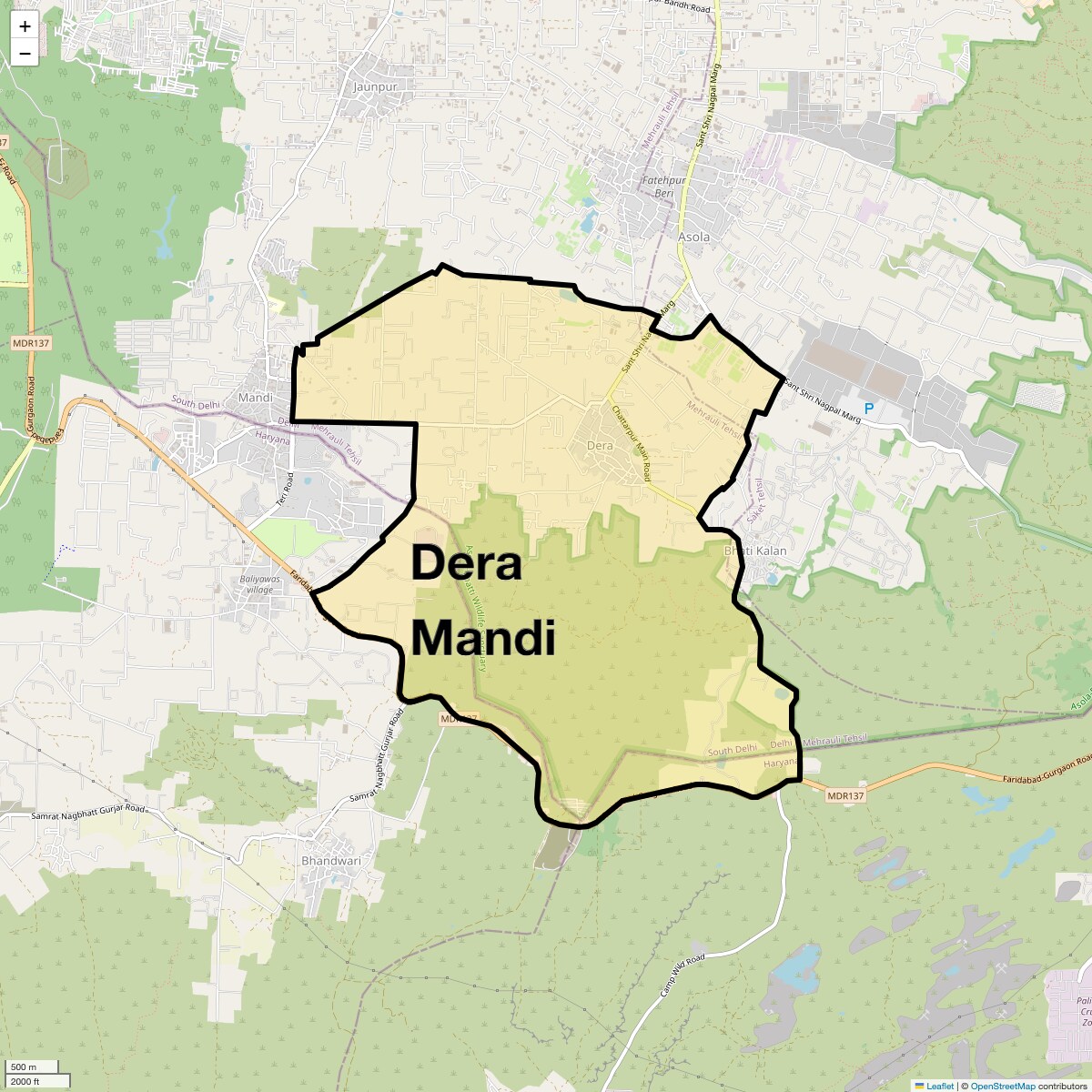 Location Map of Dera Mandi, Delhi