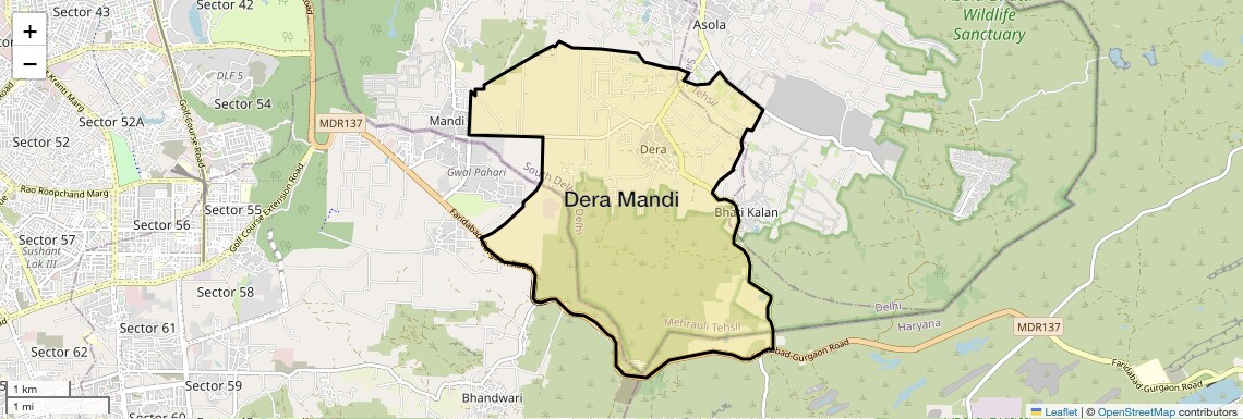 Location Map of Dera Mandi, Delhi
