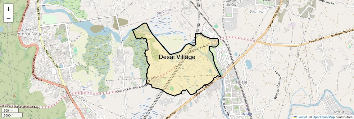 Location Map of Desai Village, Thane