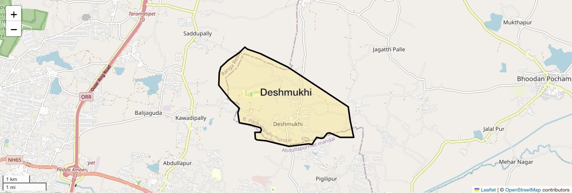 Location Map of Deshmukhi, Hyderabad