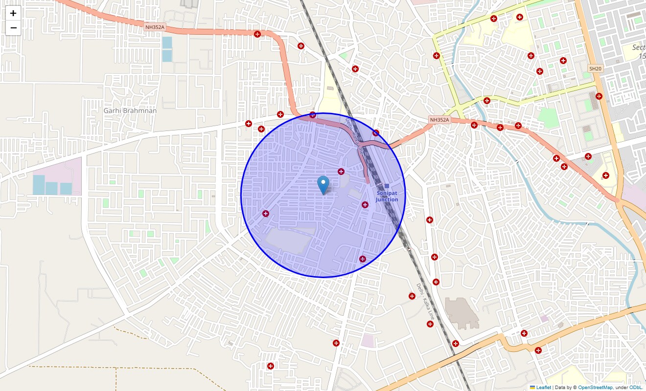 Location Map of Dev Colony, Sonipat