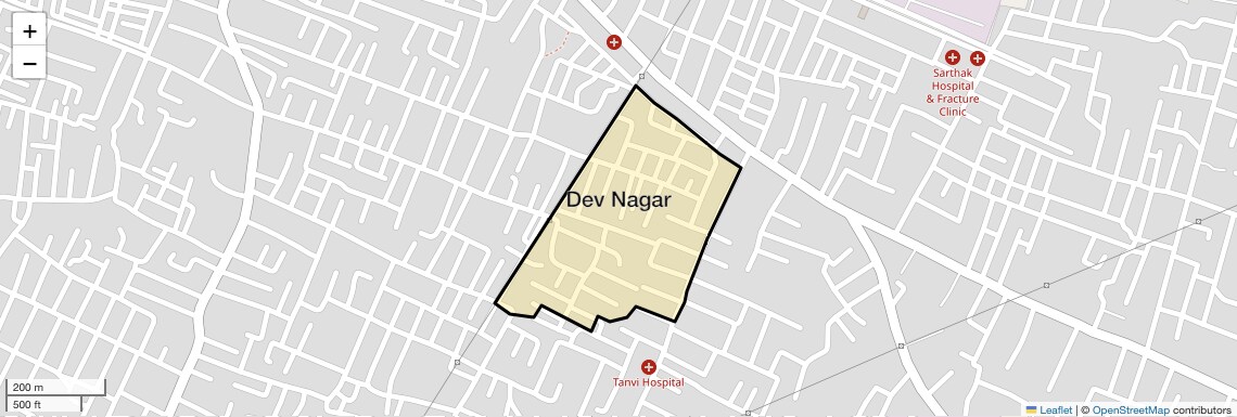 Location Map of Dev Nagar, Allahabad