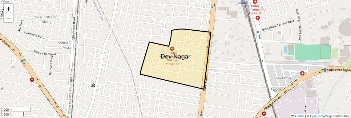 Location Map of Dev nagar, Jaipur