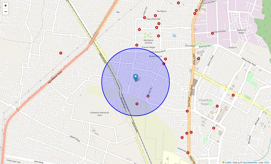Location Map of Dev Nagar, Jaipur