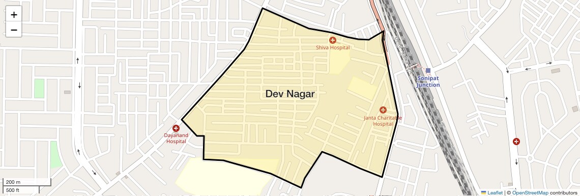 Location Map of Dev Nagar, Sonipat