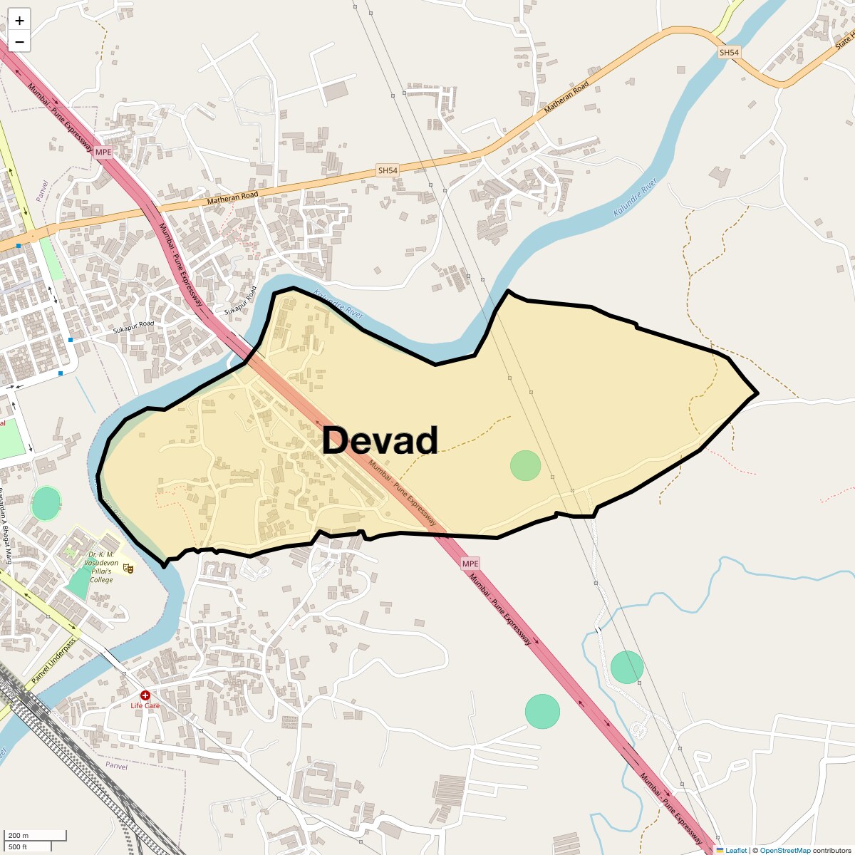 Location Map of Devad, Navi Mumbai