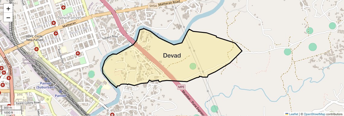 Location Map of Devad, Navi Mumbai